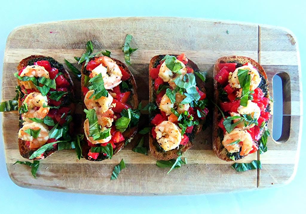 3squeezes Pesto Shrimp Bruschetta